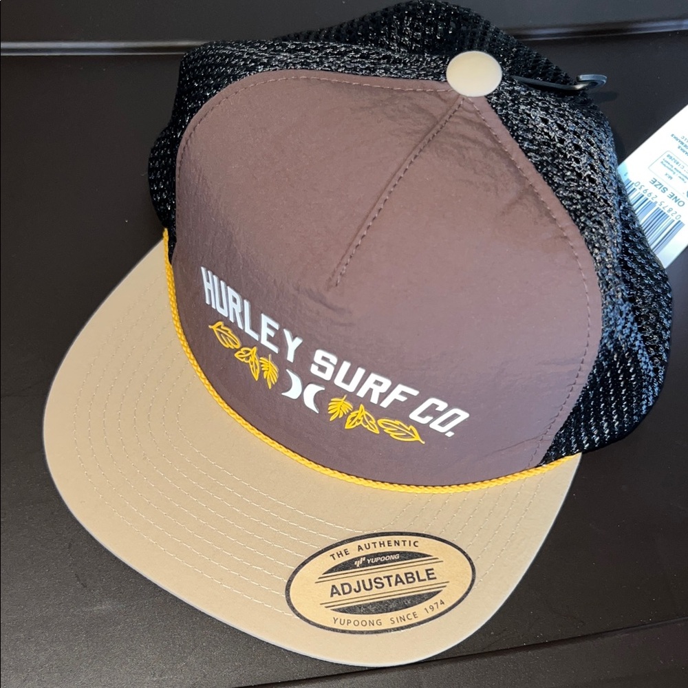 Hurley Surf Co. Men’s Riviera Trucker Hat, Black/Brown/Tan, One Size